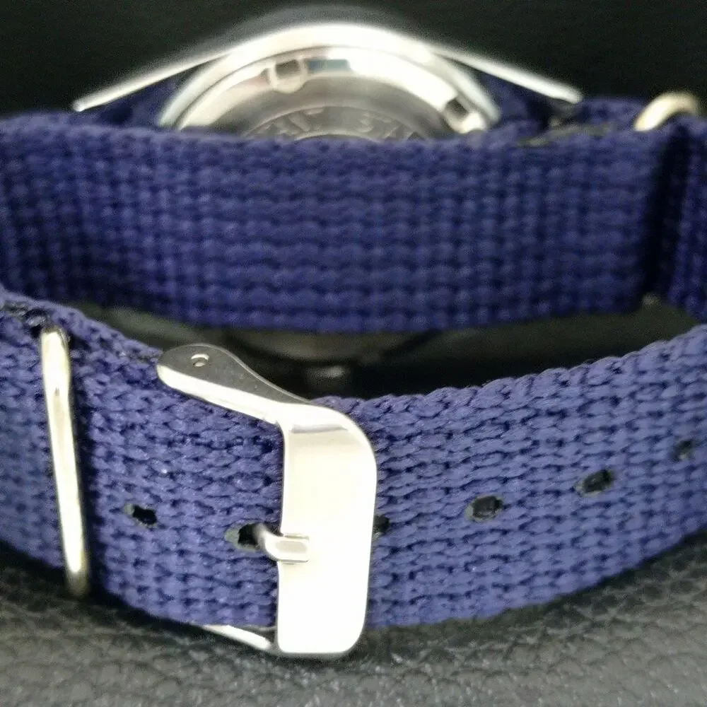 Vintage 1982 HMT Manual Wound Mens Silver Watch & Blue accents